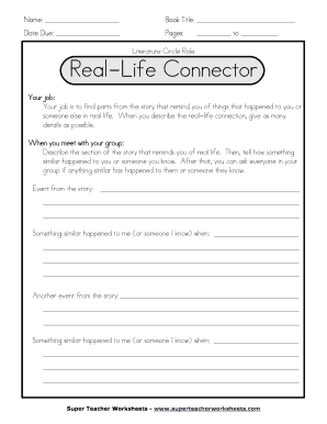 Literature Circle Worksheet  Form