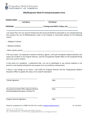 Face Mask Exemption Form PDF