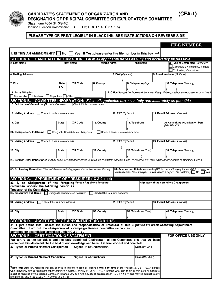 Get and Sign Cfa 1 2010-2022 Form