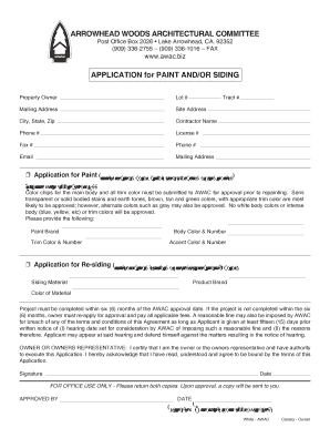 Arrowhead Woods Architectural Committee  Form