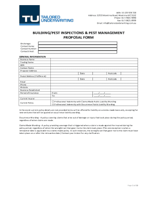 Pest Management Treatment Proposal &amp; Advice Notice LocalSearch  Form