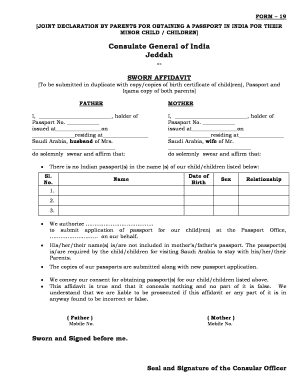 Declaration Specimen  Form