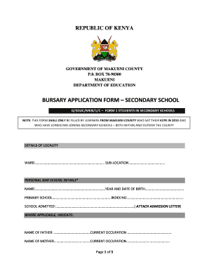 Makueni County Bursary  Form