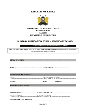 Makueni County Scholarships  Form