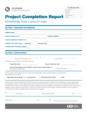 Job Completion Report  Form