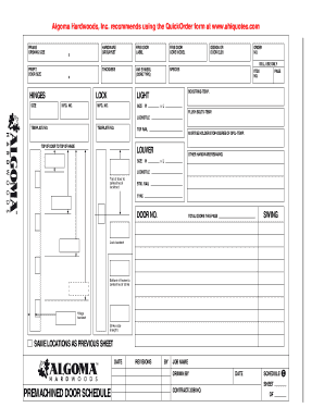 Schedule C Premachined Door Schedule Algoma Hardwoods  Form