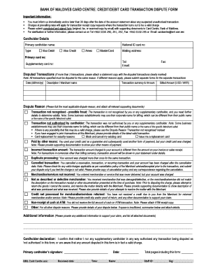 Bml Dispute Form