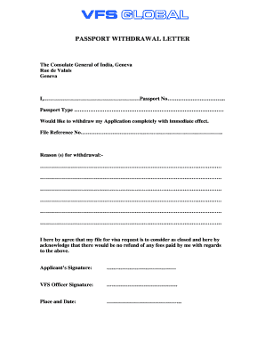 Passport Withdrawal Request Letter  Form