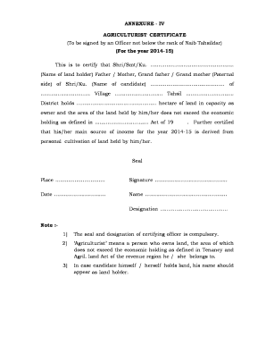 Agriculture Quota Certificate Format