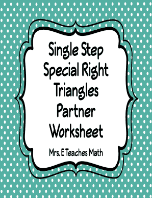 Geometry One Step Special Right Triangles Partner Worksheet Answers  Form