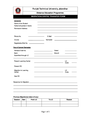 Ptu Migration Form