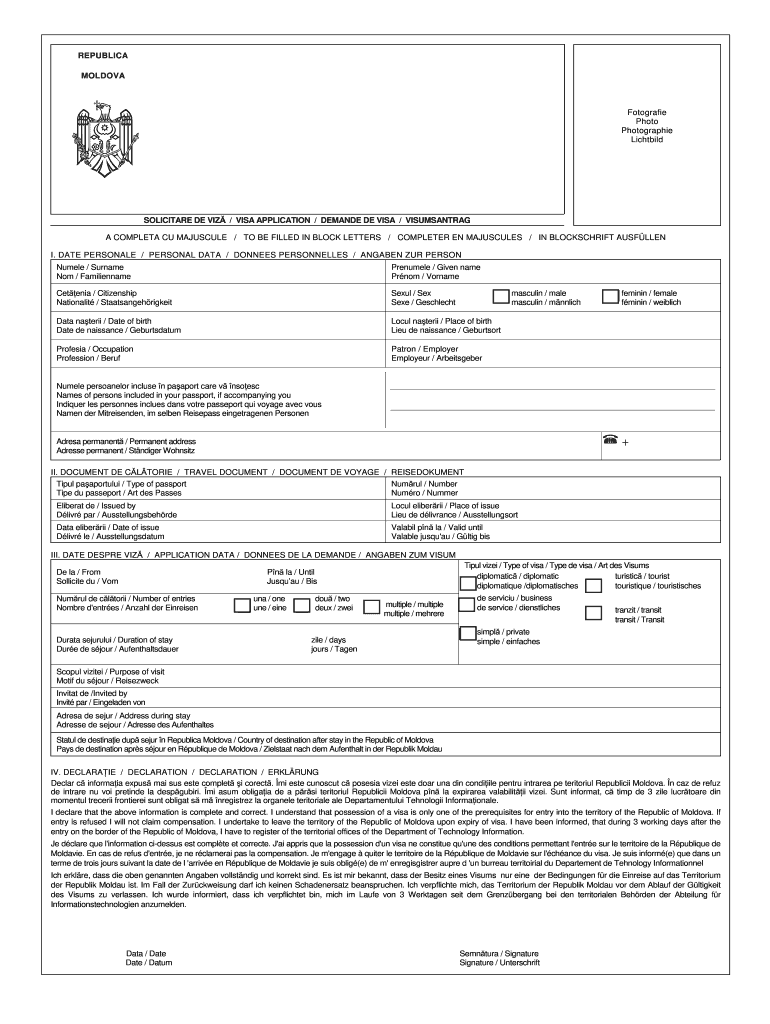 Moldova Invitation Letter  Form