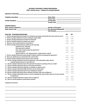 Market Survey Template for Apartments  Form