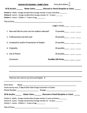 Art Contest Judging Form