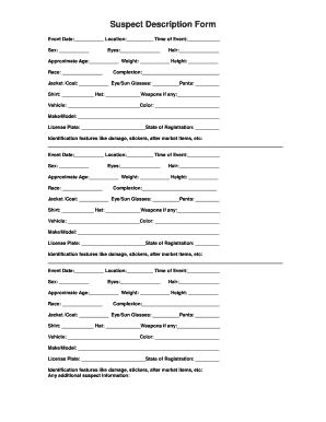 Suspect Description Form