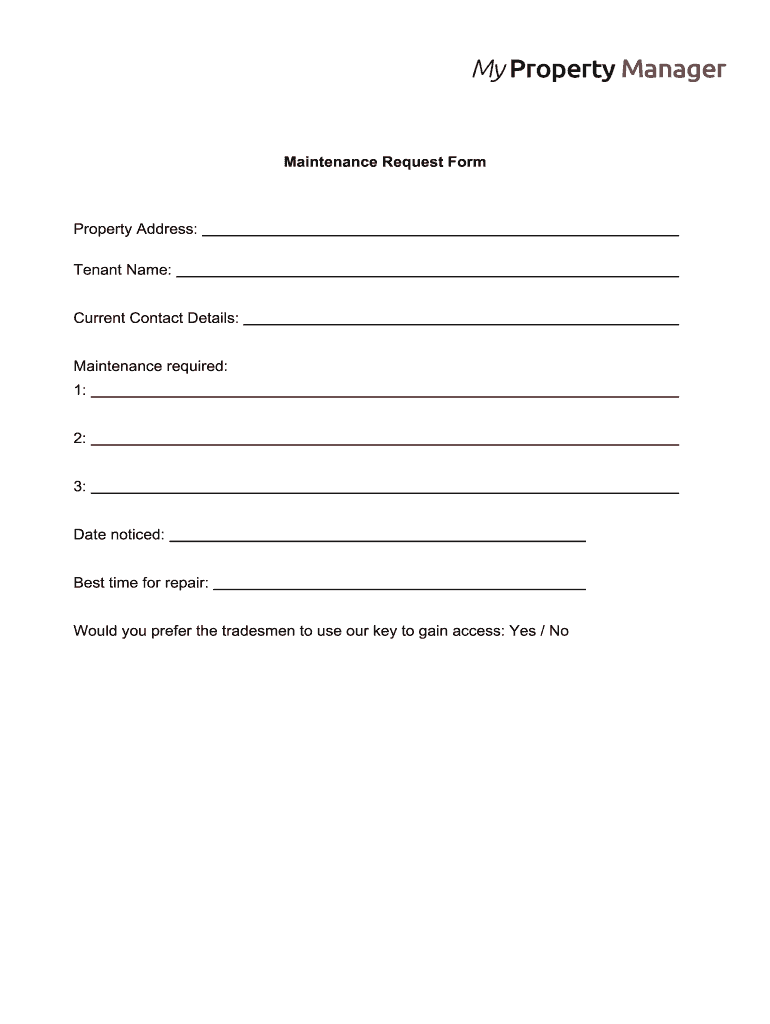 Download Maintenance Request Form PDF