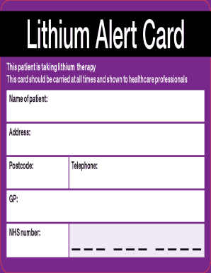 Lithium Alert Card  Form