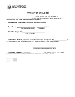 Affidavit of Singleness  Form