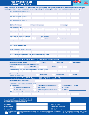 Fiji Arrival Card  Form