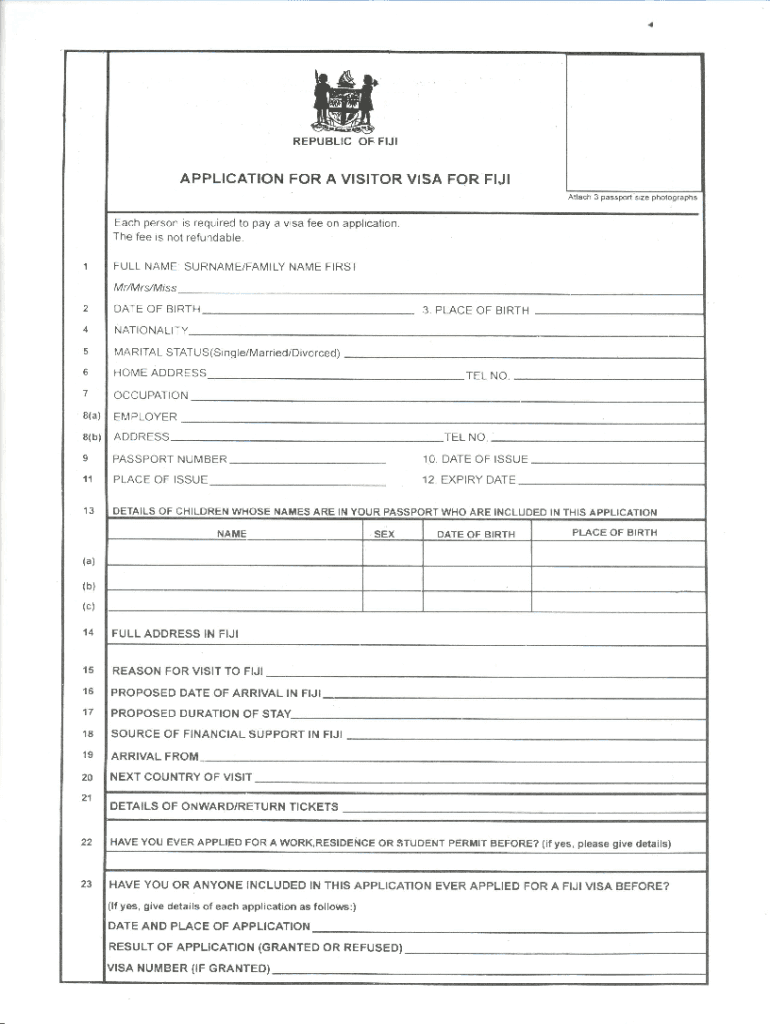 Visitor Visa Single Application  Form