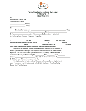 Form of Application for Land Conversion Te Vikaspedia