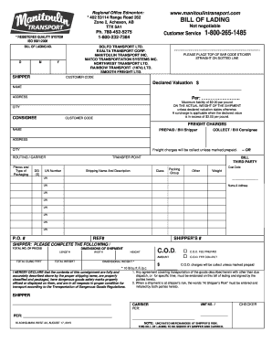 Bill of Lading English  Form