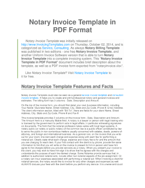 Printable Notary Invoice  Form