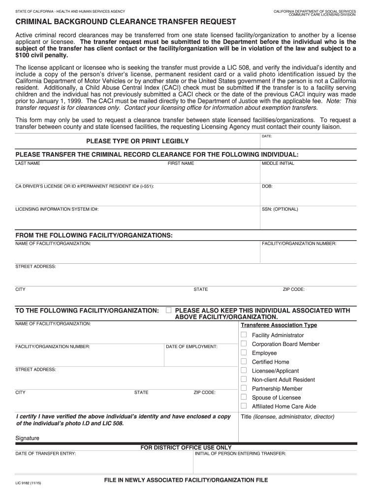 Cdss Lic9182 Form