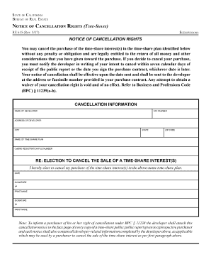  California Notice Cancellation Form 2017