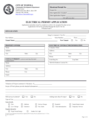  Electrical Permit Application  City of Tukwila  Tukwilawa 2017