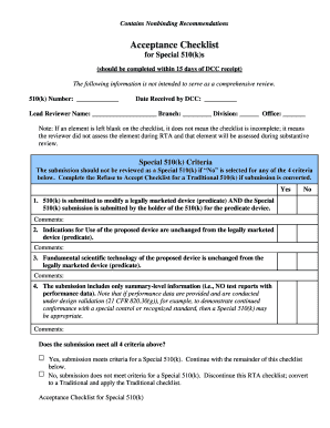510k Checklist  Form