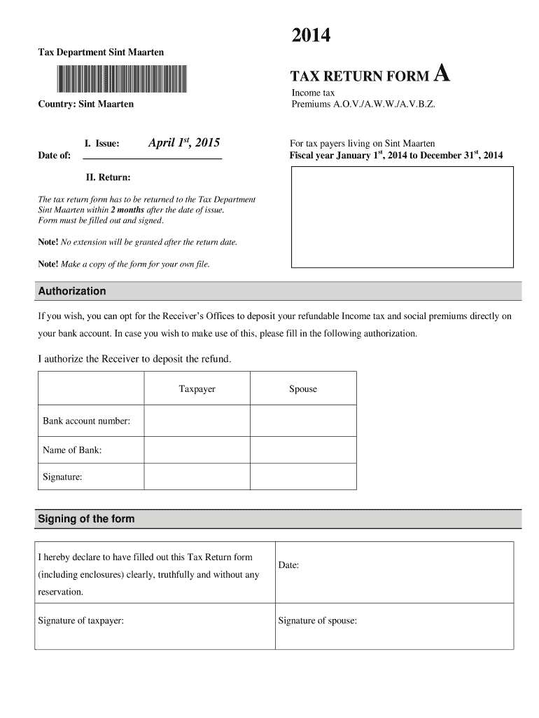 Online Tax St Maarten  Form