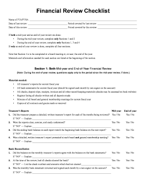 Financial Review Checklist Washington State PTA Kacpta  Form