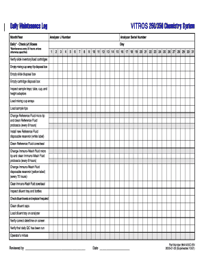 VITROS 250350 Maintenance Log EN Ortho Clinical Diagnostics  Form