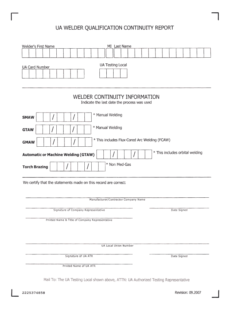 Qualification Continuity  Form