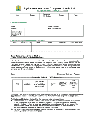 Agriculture Insurance Form PDF