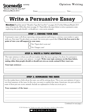 Write a Persuasive Essay Storyworks Scholastic  Form