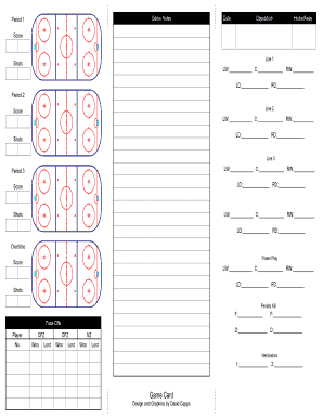 Hockey Coach Game Card Template 2001-2024