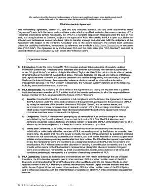 PILA Membership Agreement This Membership Bb CrossRef Crossref  Form