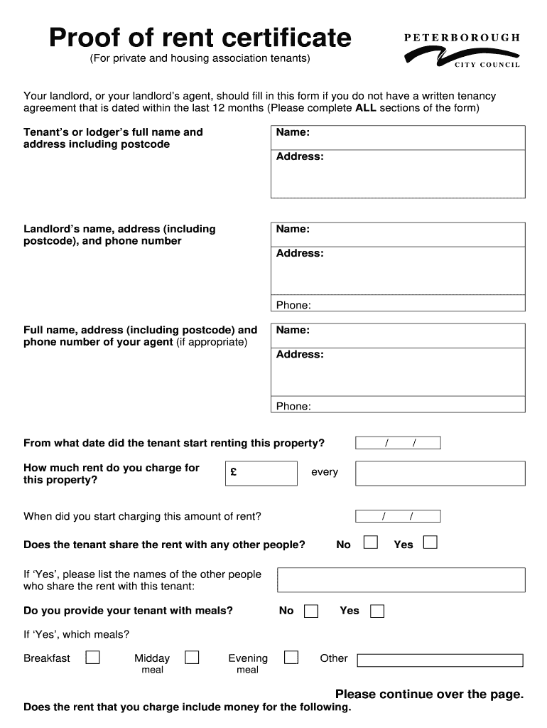 Prove of Rent Form Uk