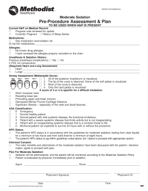 Sedationpreprocedure Form