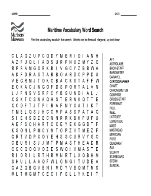 Maritime Vocabulary Word Search Answers  Form