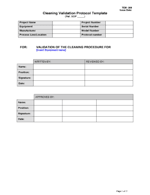 Cleaning Validation Protocol Template  Form