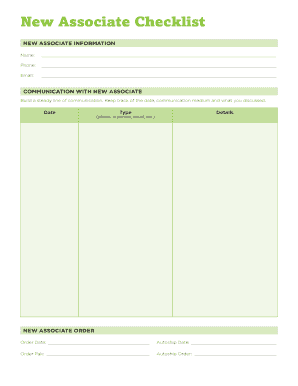 Isagenix Associate Checklist  Form