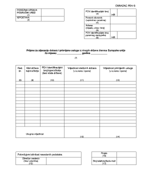 Obrazac PDV S Porezna Uprava Hok  Form