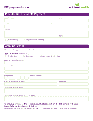 Eft Payment Form