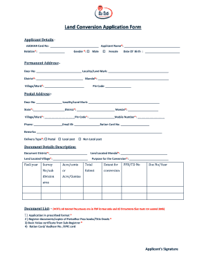 Land Conversion Application Form PDF