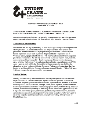Construction Liability Waiver Form