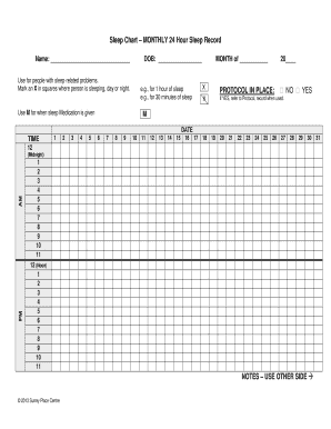 Sleep Chart 24 Hour Sleep Record Surrey Place Centre Surreyplace on  Form