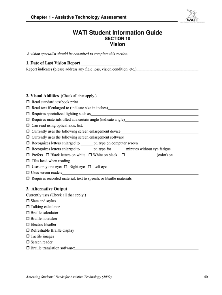  Assistive Technology Assessment Tools 2009-2024